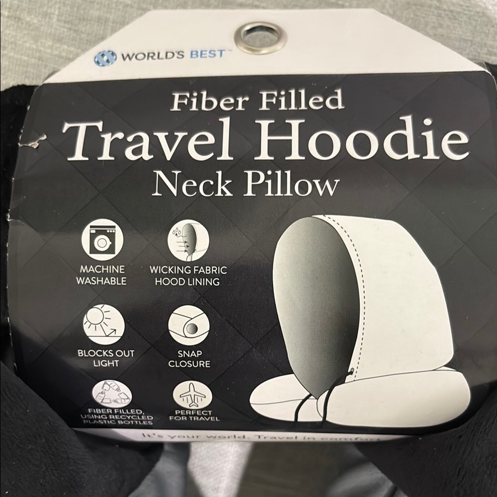 Black Travel Hoodie Neck Pillow - Picture 2 of 2